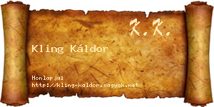 Kling Káldor névjegykártya